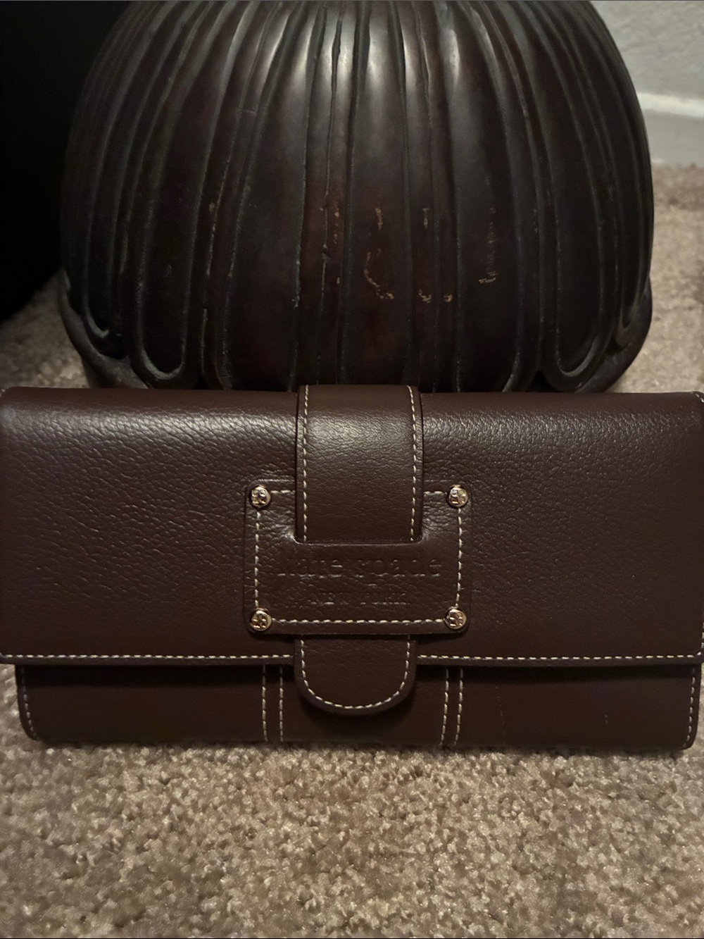 kate spade Brown Leather Men's Wallet with Contrast Stitching